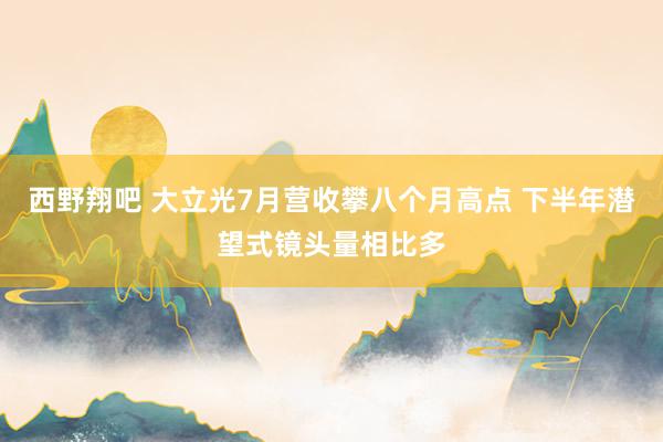 西野翔吧 大立光7月营收攀八个月高点 下半年潜望式镜头量相比多