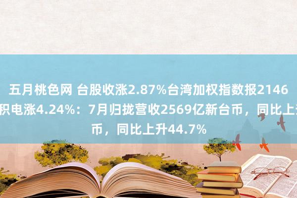 五月桃色网 台股收涨2.87%台湾加权指数报21469点，台积电涨4.24%：7月归拢营收2569亿新台币，同比上升44.7%