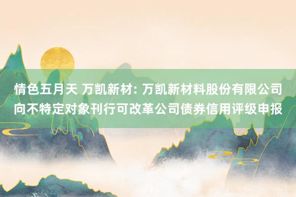 情色五月天 万凯新材: 万凯新材料股份有限公司向不特定对象刊行可改革公司债券信用评级申报