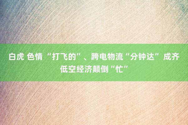 白虎 色情 “打飞的”、跨电物流“分钟达” 成齐低空经济颠倒“忙”