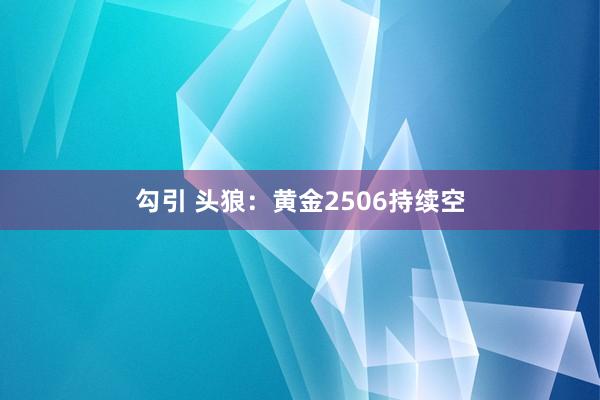 勾引 头狼：黄金2506持续空