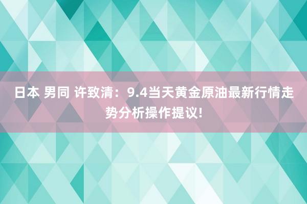 日本 男同 许致清：9.4当天黄金原油最新行情走势分析操作提议!