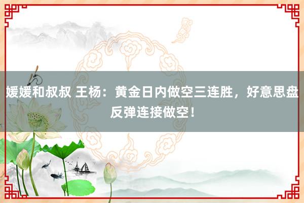 媛媛和叔叔 王杨：黄金日内做空三连胜，好意思盘反弹连接做空！