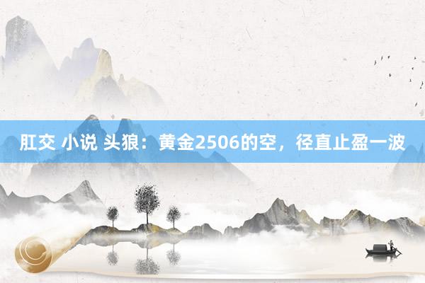 肛交 小说 头狼：黄金2506的空，径直止盈一波