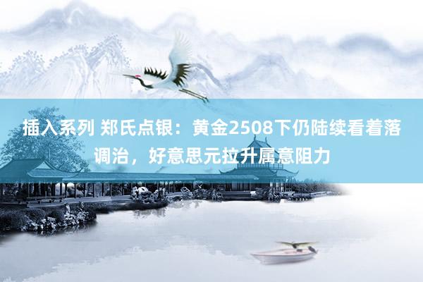 插入系列 郑氏点银：黄金2508下仍陆续看着落调治，好意思元拉升属意阻力