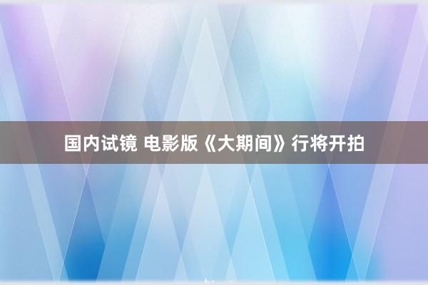 国内试镜 电影版《大期间》行将开拍